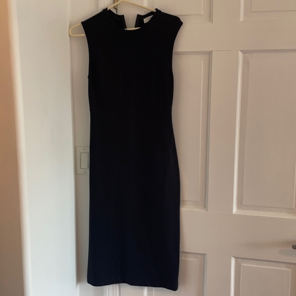 Babaton aritzia black tea length dress